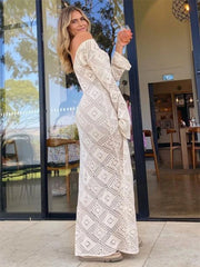 Loose Flared Sleeve V-Neck Maxi Dress