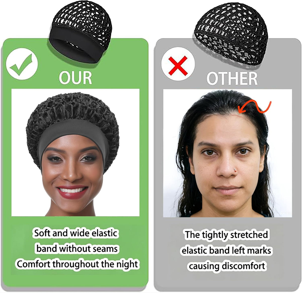 🧢Solid Color Wide Band Crochet Hair Net Cap