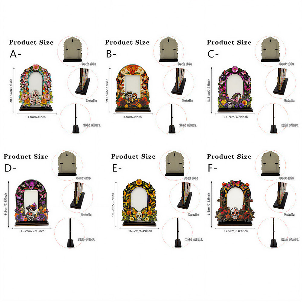 💀Day of the Dead Wooden Photo Frame - 3D Layered Altar Decoration & Gothic Memorial Gift for Loved Ones