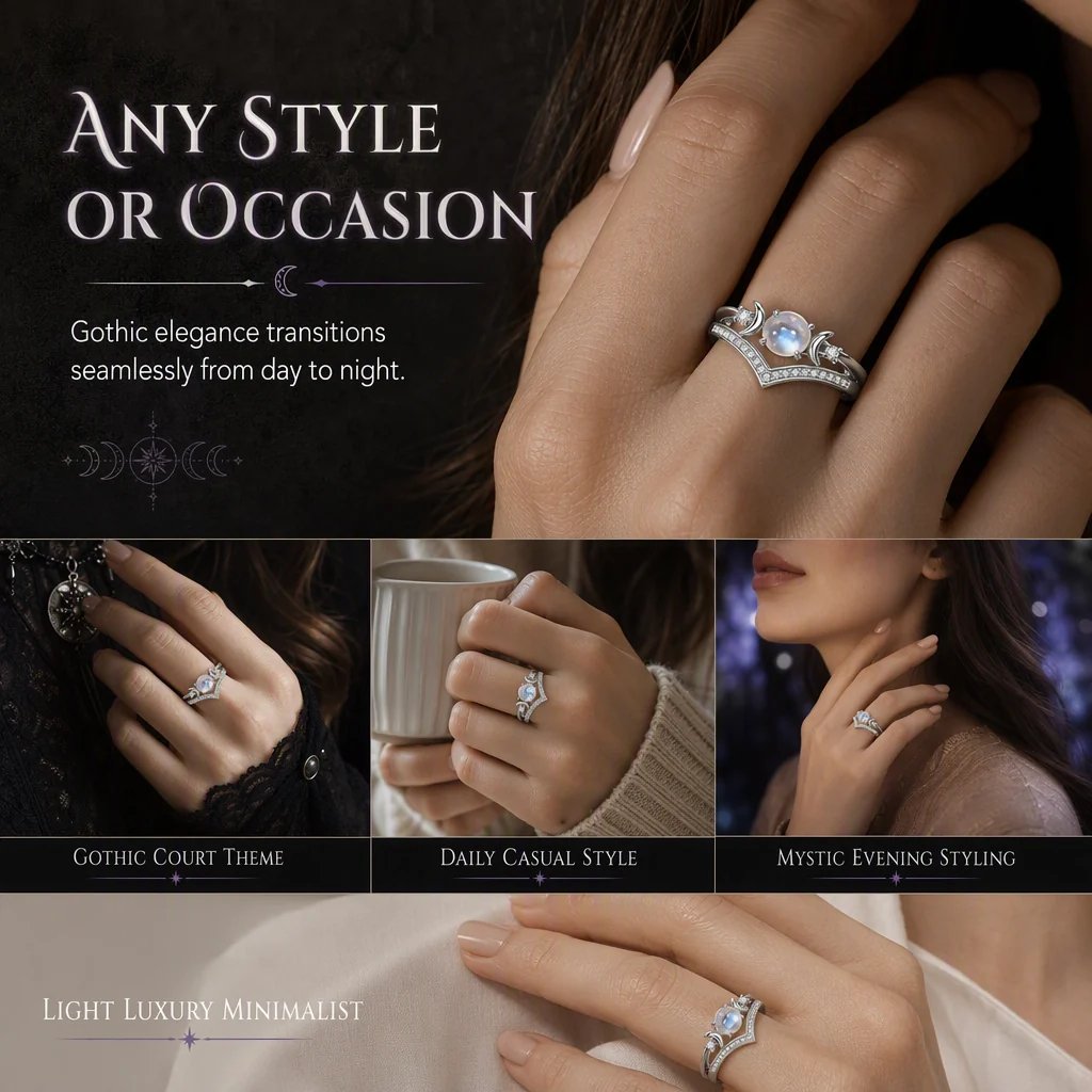 ✨ Vintage Gothic Crescent Ring – Mystical Elegance for Every Day 💍