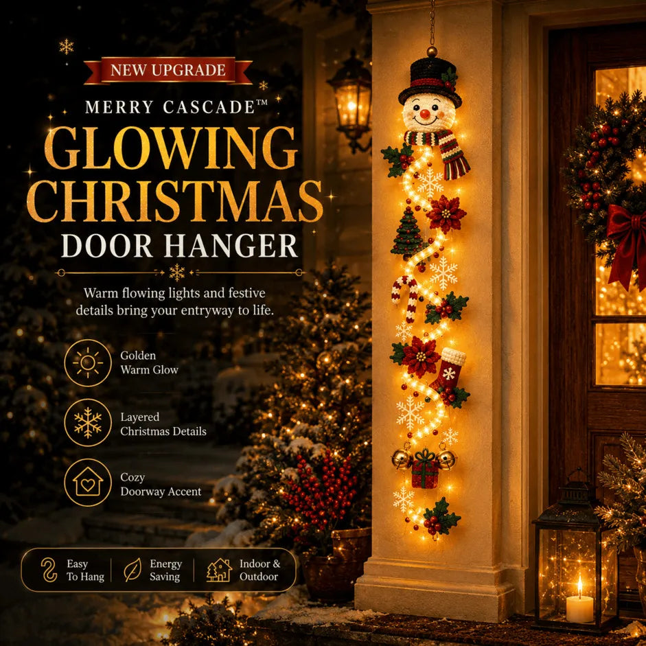 🎄🎅 Light-Up Christmas Door Hanger | 6 festive illuminated designs casting a warm glow, featuring 3D details and a space-saving vertical profile ✨