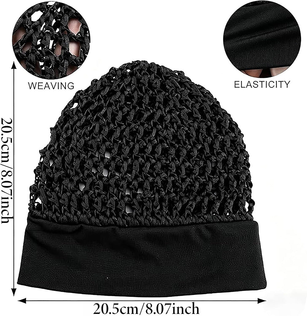 🧢Solid Color Wide Band Crochet Hair Net Cap