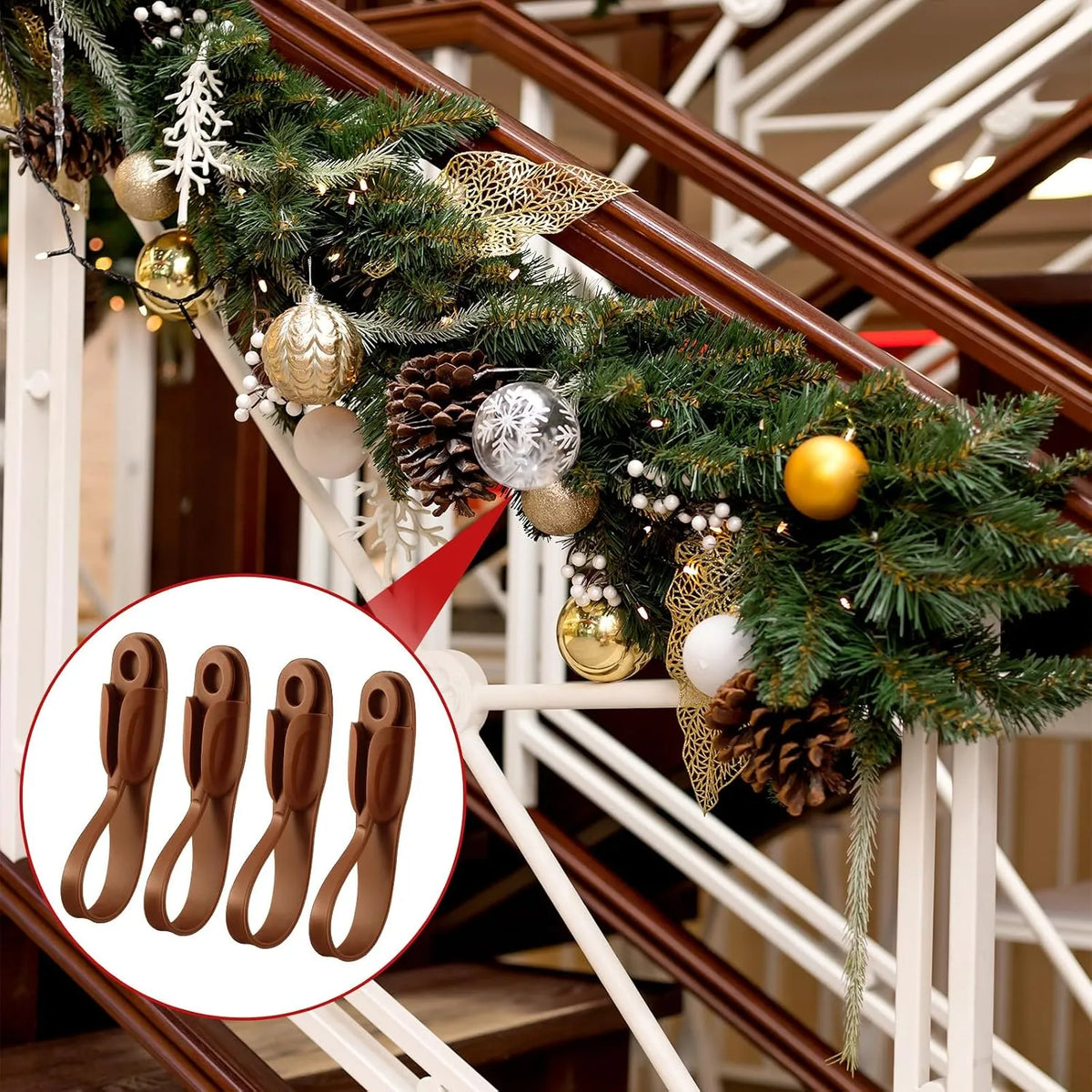 🎅 8Pcs Christmas Garland Hanger Mantle Garland Hooks, No Drill