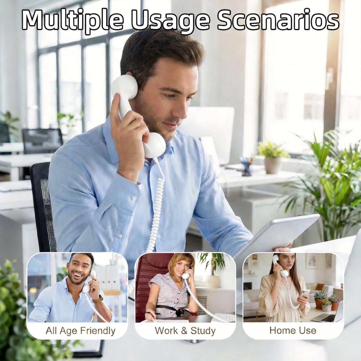Retro Phone Handset for iPhone & Android | Vintage Type-C Wired Phone Receiver with Mic & Volume Control