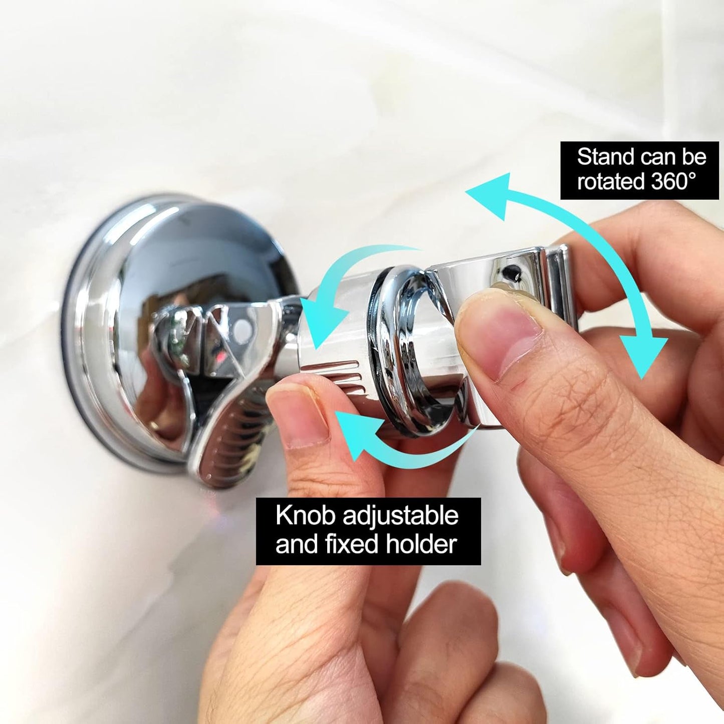 Adjustable Shower Head Holder - Removable Shower Head Holder with Suction Cup - No Drilling Shower Head Holder