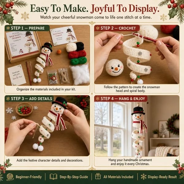 ☃️Last day of the 50% discount – Get started on crocheting a spiral-shaped snowman