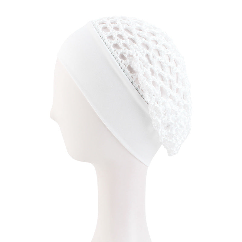🧢Solid Color Wide Band Crochet Hair Net Cap