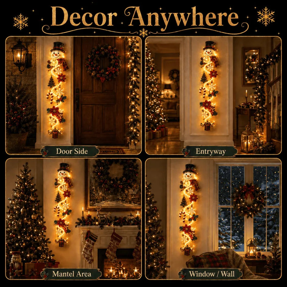 🎄🎅 Light-Up Christmas Door Hanger | 6 festive illuminated designs casting a warm glow, featuring 3D details and a space-saving vertical profile ✨