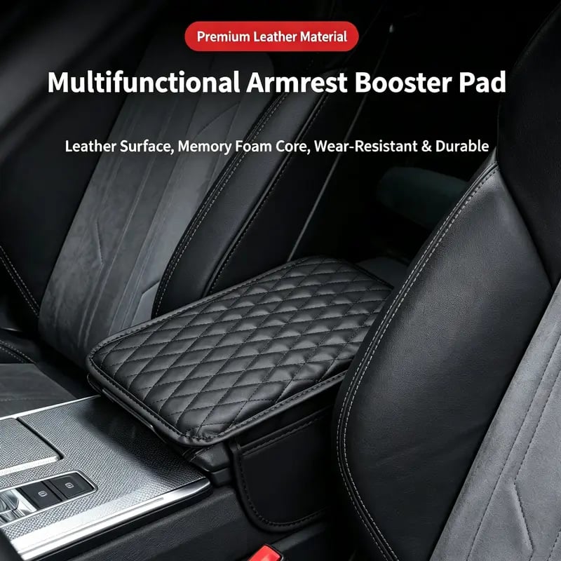 Multifunctional Car Armrest Cushion – Padded Console Cover with Built-In Storage