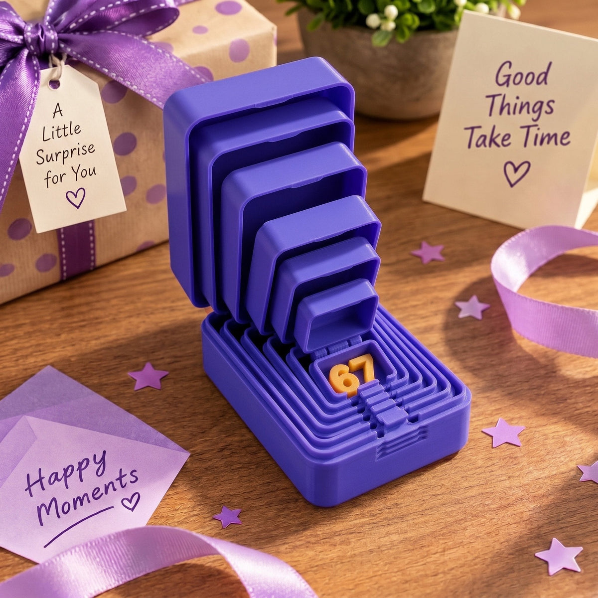 🎁 6-Layer Nesting Prank Gift Box | Pick Your Surprise: Middle Finger, Spider or Number 67