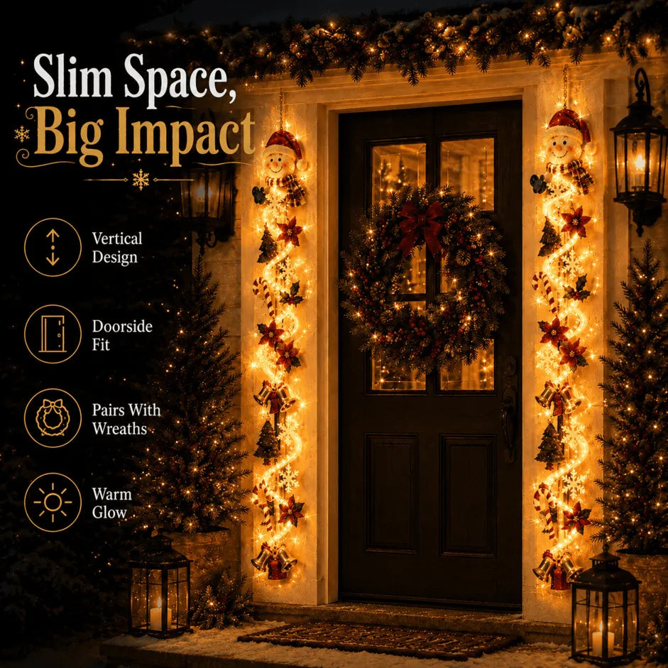🎄🎅 Light-Up Christmas Door Hanger | 6 festive illuminated designs casting a warm glow, featuring 3D details and a space-saving vertical profile ✨