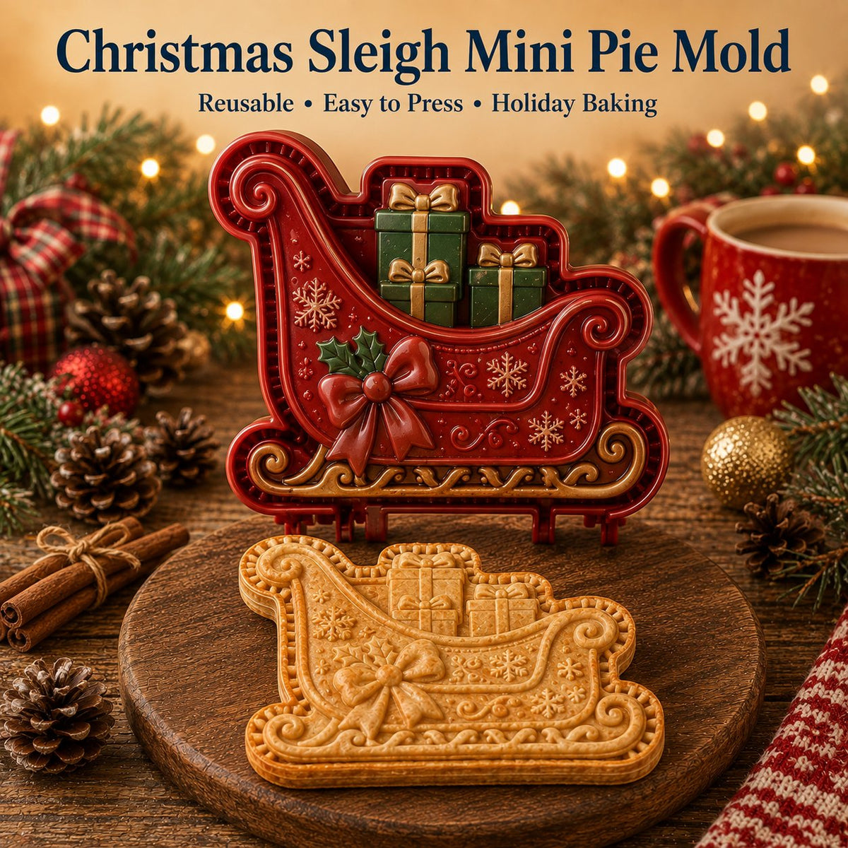 ⏳ 69% OFF – 🎄16pcs-Design Christmas Mini Pie Mold Collection | Reusable Embossed Molds for Shaping Detailed Santa, Snowman, Reindeer, Tree & Holiday Pies 🥧✨