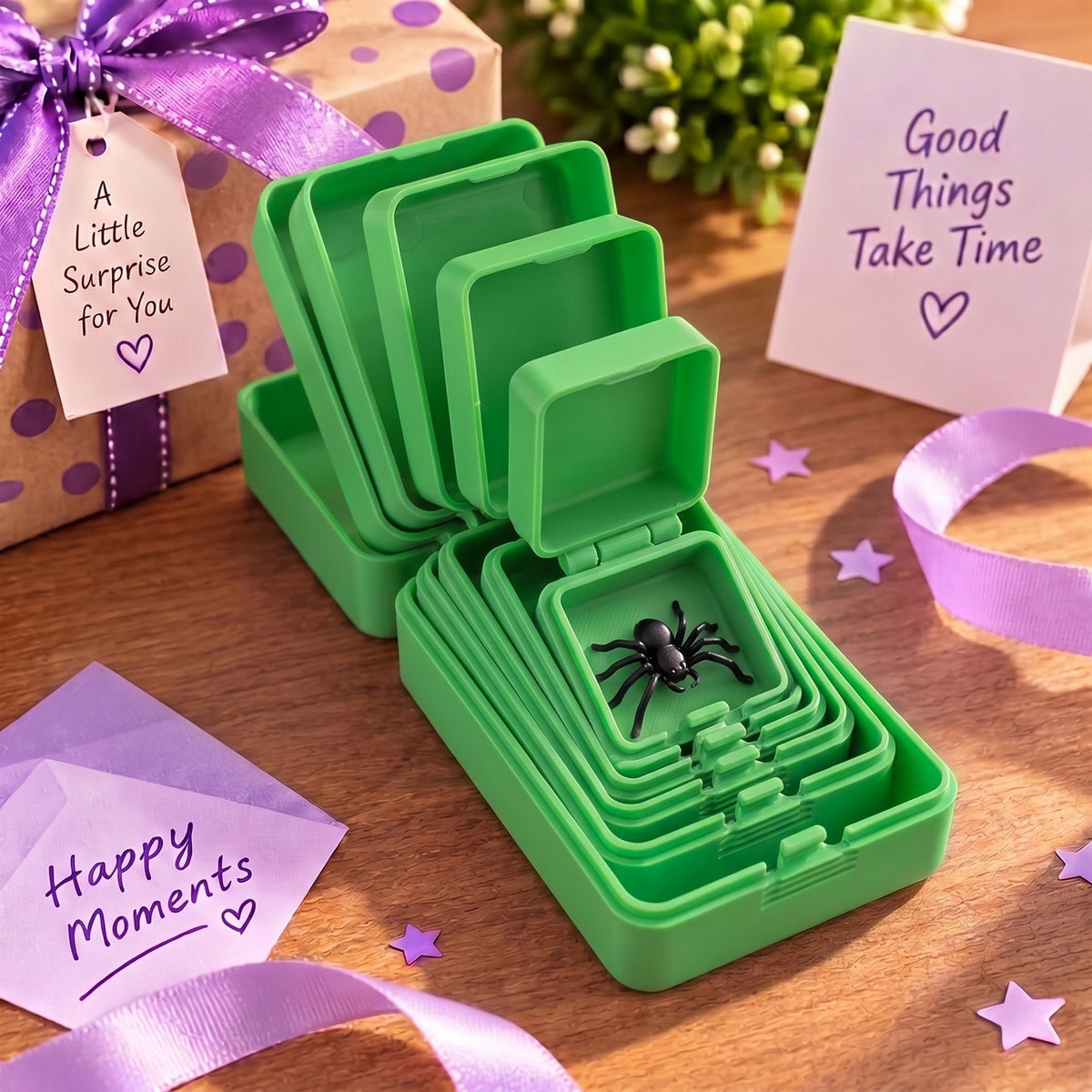 🎁 6-Layer Nesting Prank Gift Box | Pick Your Surprise: Middle Finger, Spider or Number 67