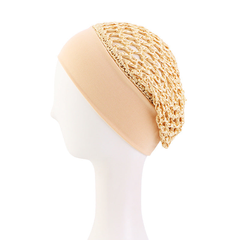 🧢Solid Color Wide Band Crochet Hair Net Cap