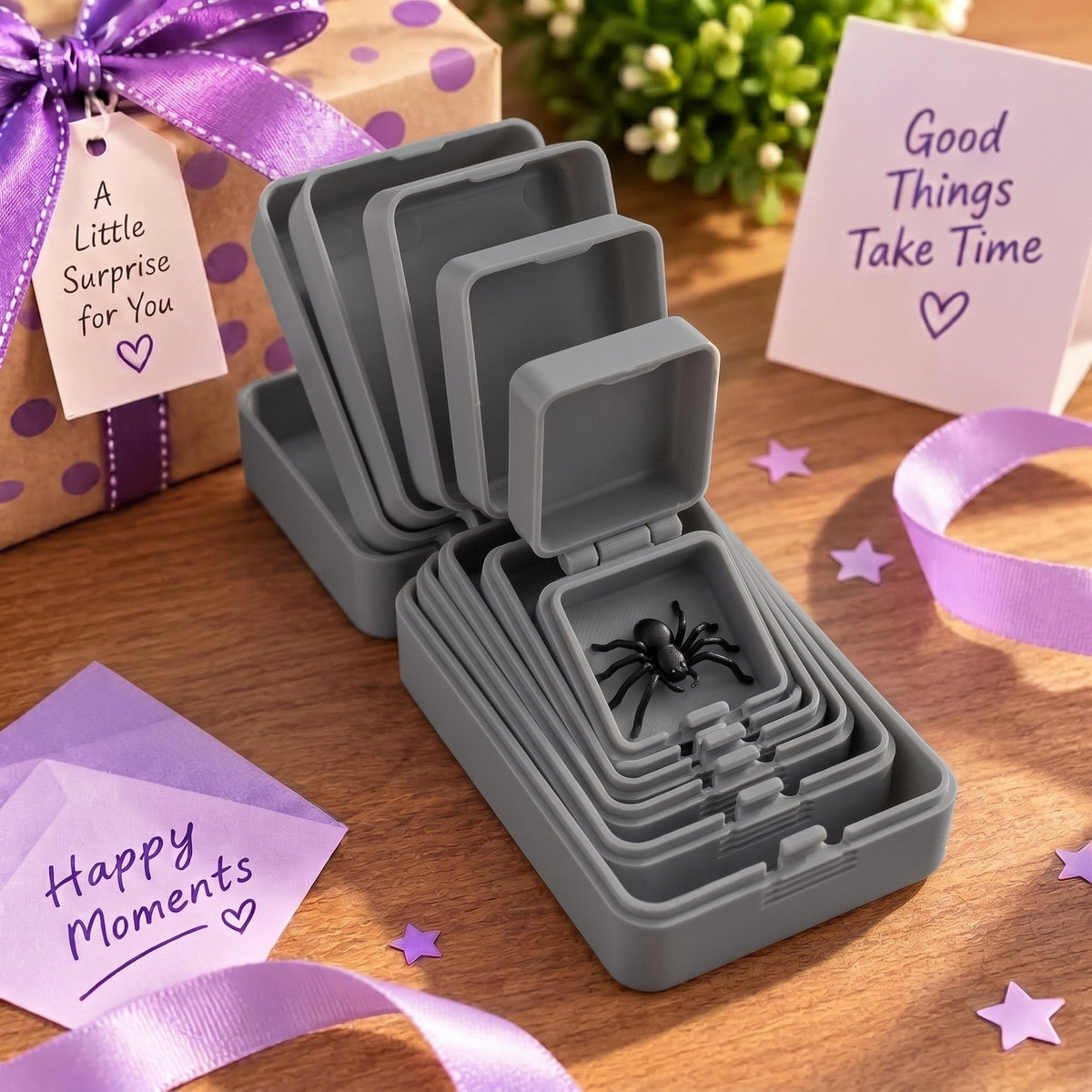 🎁 6-Layer Nesting Prank Gift Box | Pick Your Surprise: Middle Finger, Spider or Number 67