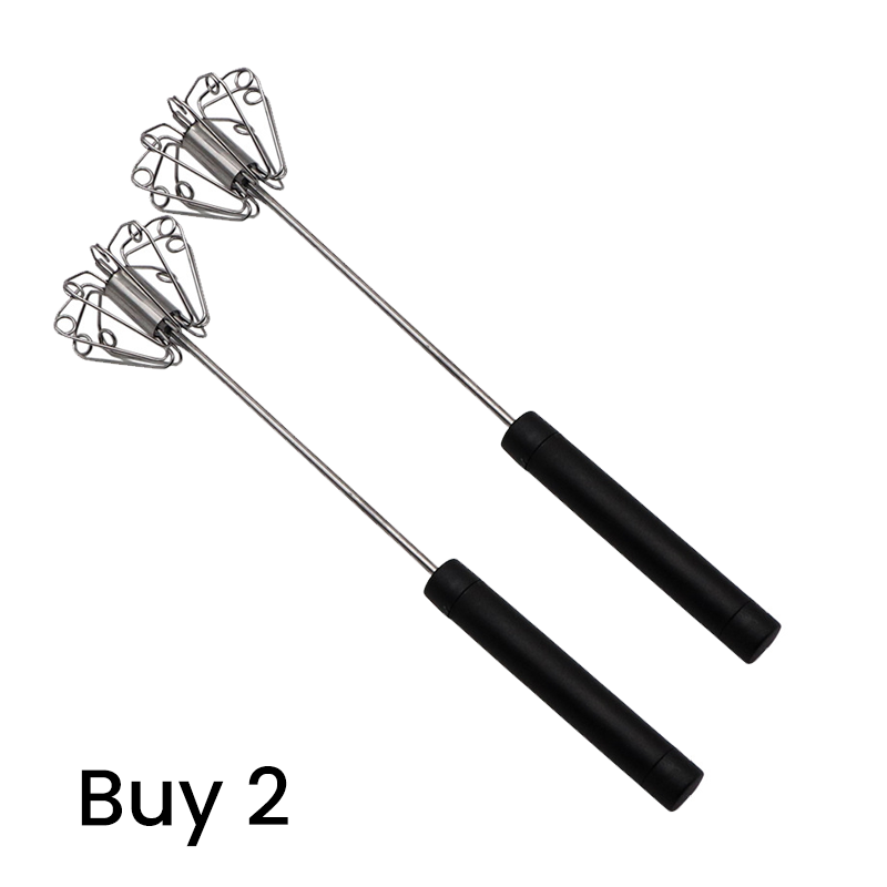 🍳A practical kitchen essential! This push-action whisk features a non-slip handle and durable stainless steel construction—all at an affordable price.