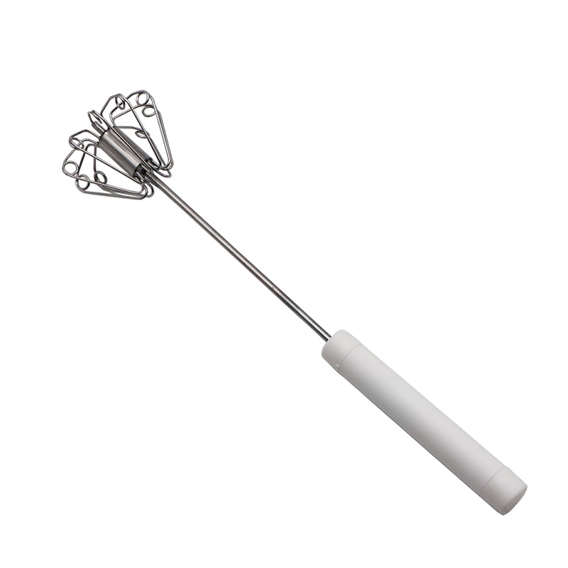 🍳A practical kitchen essential! This push-action whisk features a non-slip handle and durable stainless steel construction—all at an affordable price.