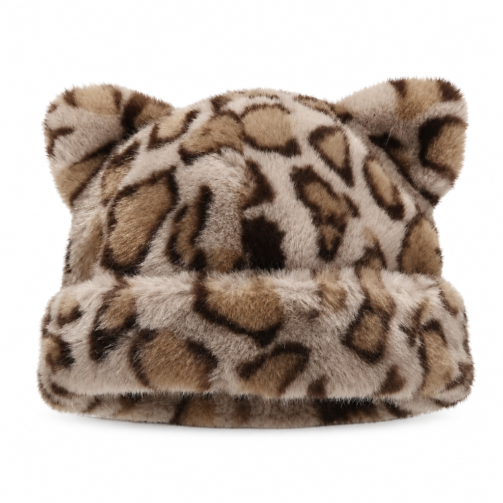 🧸 Women Fluffy Faux Mink Fur Beanie Hat with Cute Bear Ears Warm Winter Cold Weather Pullover Cap🐆