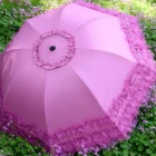 Lace Folding Umbrella Fashion UV Protection Parasol Princess Rain Umbrella Ultra Light Sun Umbrella Women – rose red 6