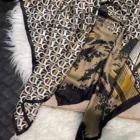 Orange Picture Silk Scarves – black coffee 7