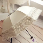 Lace Folding Umbrella Fashion UV Protection Parasol Princess Rain Umbrella Ultra Light Sun Umbrella Women – white 5