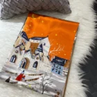 Orange Picture Silk Scarves – orange 1
