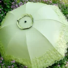 Lace Folding Umbrella Fashion UV Protection Parasol Princess Rain Umbrella Ultra Light Sun Umbrella Women – green 10