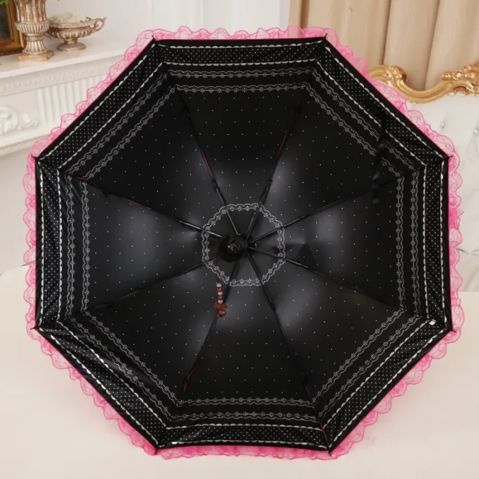 Lace Folding Umbrella Fashion UV Protection Parasol Princess Rain Umbrella Ultra Light Sun Umbrella Women 11