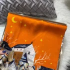 Orange Picture Silk Scarves 2
