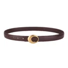 Gold Oval Buckle Thin Belt – Coffee 12