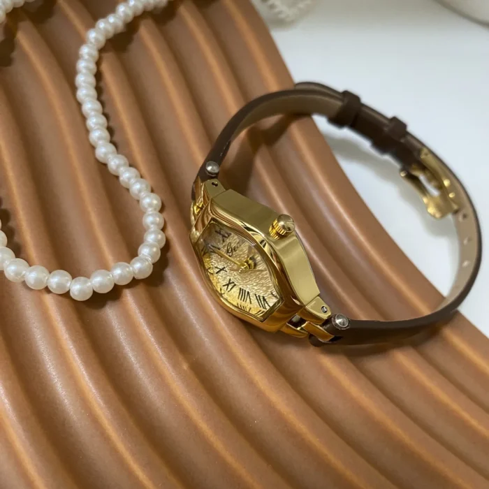 Roman Numerals 22mm Brown Leather Watch 3