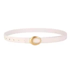 Gold Oval Buckle Thin Belt – WHITE 7