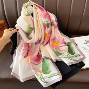 Soft Printed White 180*90cm Silk Scarves