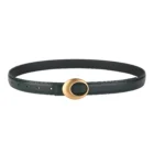 Gold Oval Buckle Thin Belt – green 9