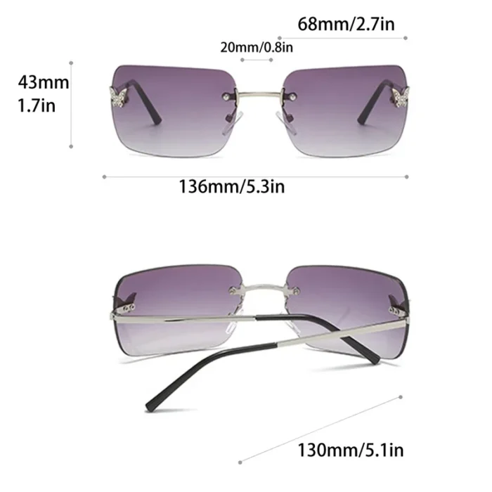 Rimless Diamond Butterfly Sunglasses 5