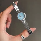 Geometric Steel Belt Sky Blue Quartz Watch 5