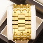 Gold Dial Bralette Geometric Wrist Watch 4
