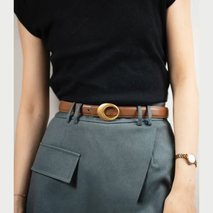 Gold Oval Buckle Thin Belt 4