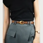 Gold Oval Buckle Thin Belt 4