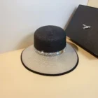 Sparkling Diamond Wide Brim Straw Hat – black 8
