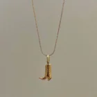 Stainless steel denim boots, pendant necklace, retro style jewelry, vacuum plated 18k real gold in the furnace 1