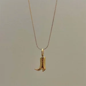 Stainless steel denim boots-pendant necklace