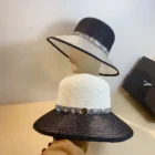 Sparkling Diamond Wide Brim Straw Hat 1
