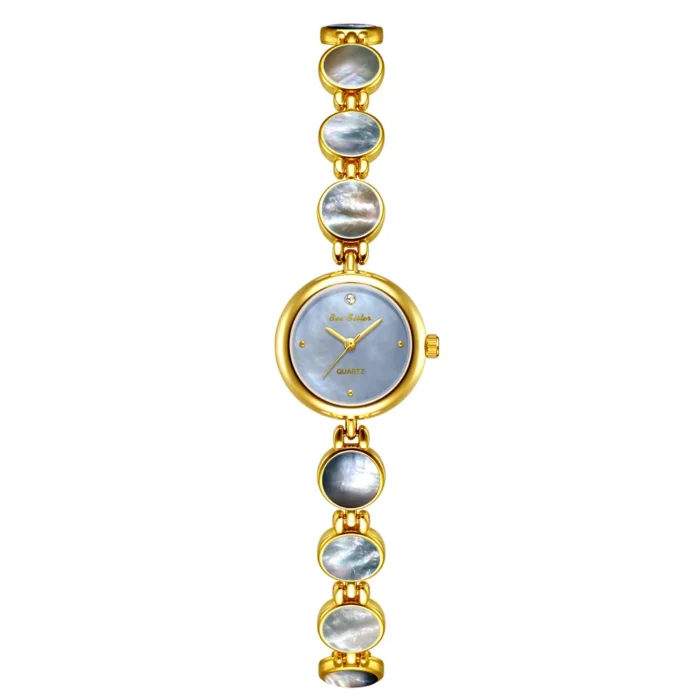 Gold Small Dial Bracelet Clock Wristwatch – Blue 8