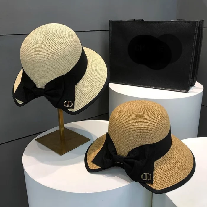 Black Bow Straw Hat 1