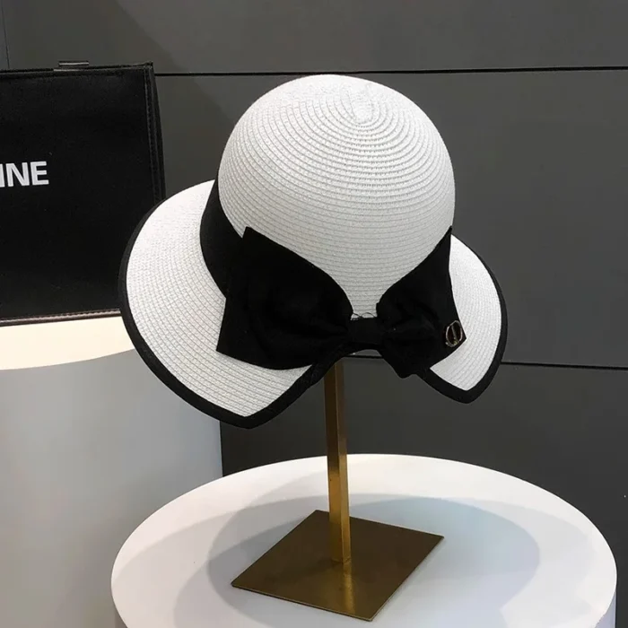 Black Bow Straw Hat – As shown 3