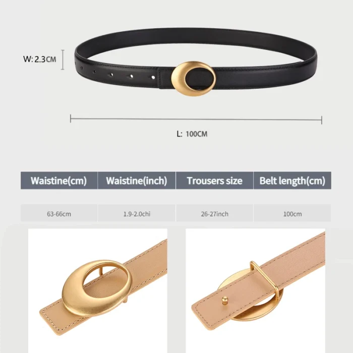 Gold Oval Buckle Thin Belt 6