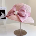 Pearl Bow Straw Beach Hat 4
