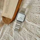 Retro Simple Stainless Steel Strap Square Dial Quartz Watch – Silver 8