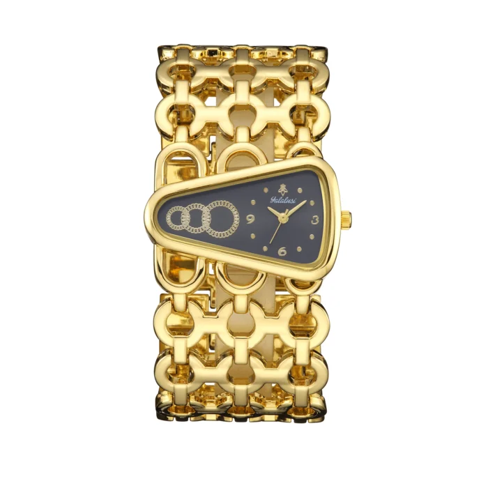 Gold Dial Bralette Geometric Wrist Watch – GoldBlack Face 9